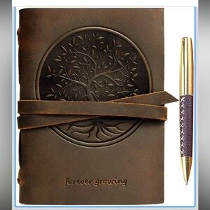 Sovereign-Gear Tree of Life Embossed Leather Bound Journal and Stylish Pen